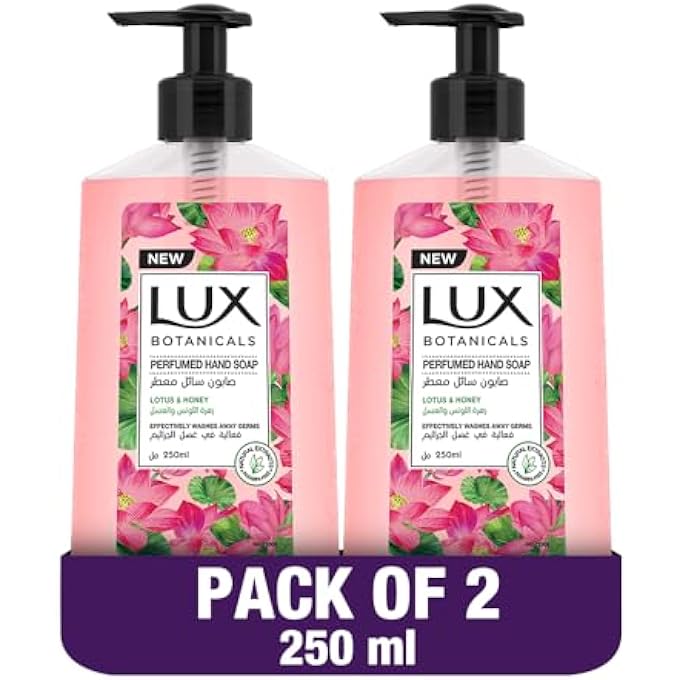 Lux غسول يد سائل لوكس بوتانيكالز، بشرة متألقة، لوتس وعسل، مع مستخلصات طبيعية 100% مناسبة لجميع أنواع البشرة، 250 مل × 2 - Image 1